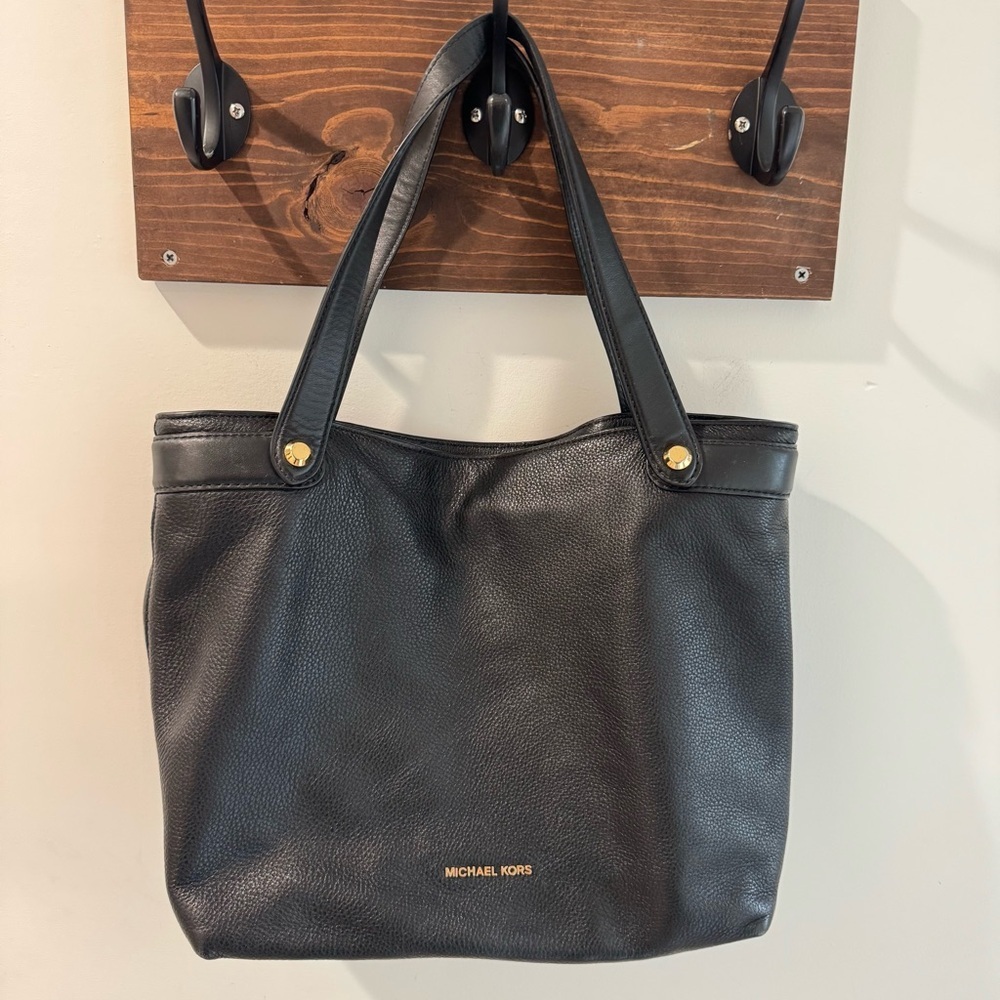 Michael Kors Hyland Black Pebbled‎ Leather Tote Bag